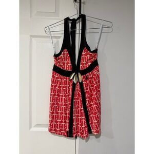 VTG Prairie New York Y2K Red Anchor Print Halter Top Small Resortwear Nautical